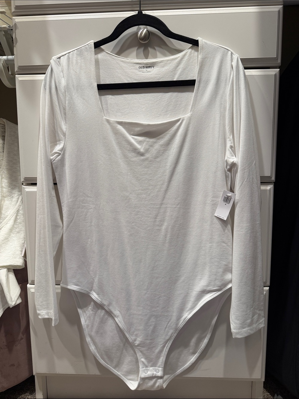 NWT Old Navy White Long-Sleeve Square Neck Bodysuit